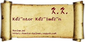 Kántor Kálmán névjegykártya