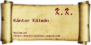Kántor Kálmán névjegykártya